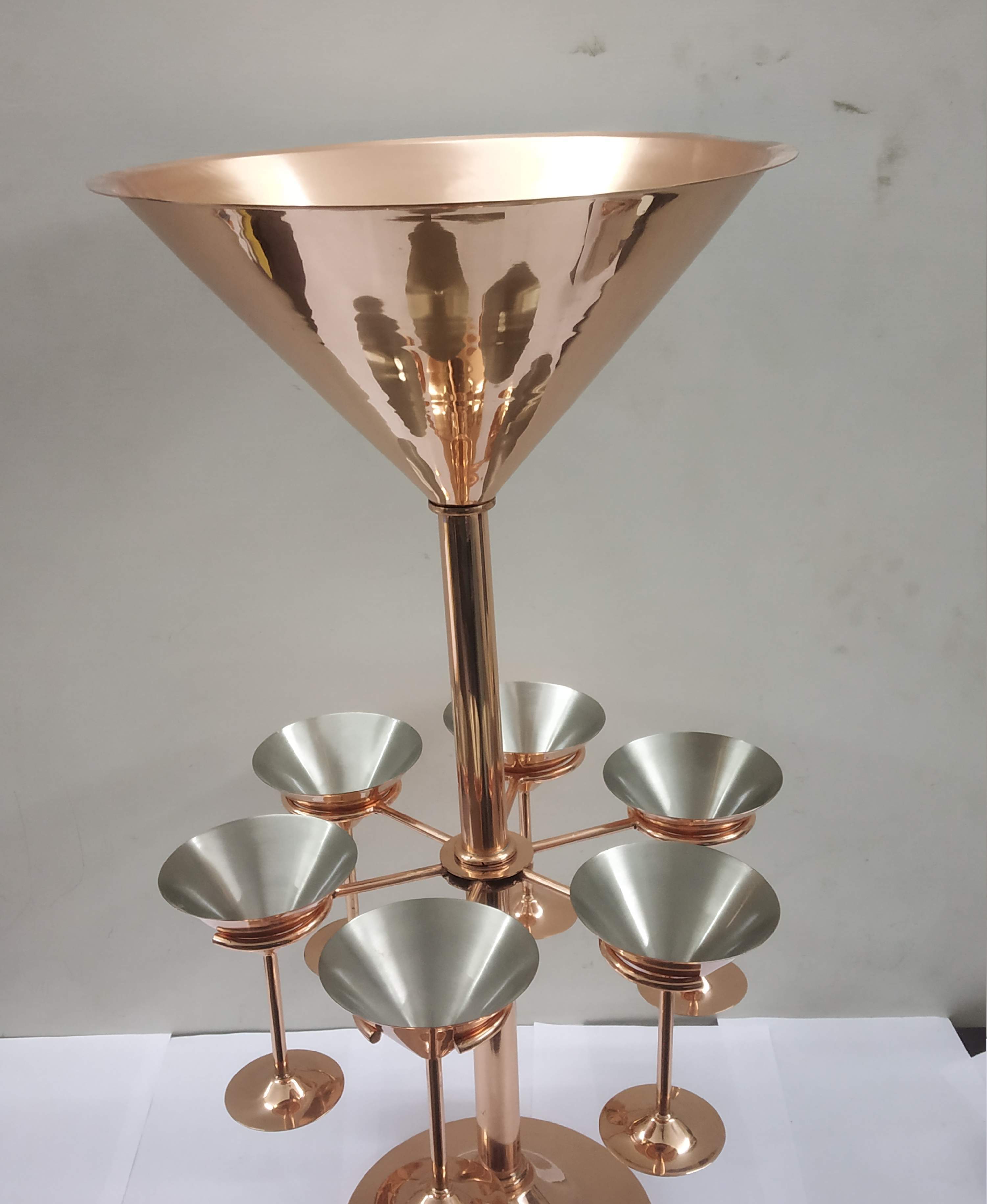 Bar Accessories Solid Copper Martini Bottle Holder With Martini Glasses