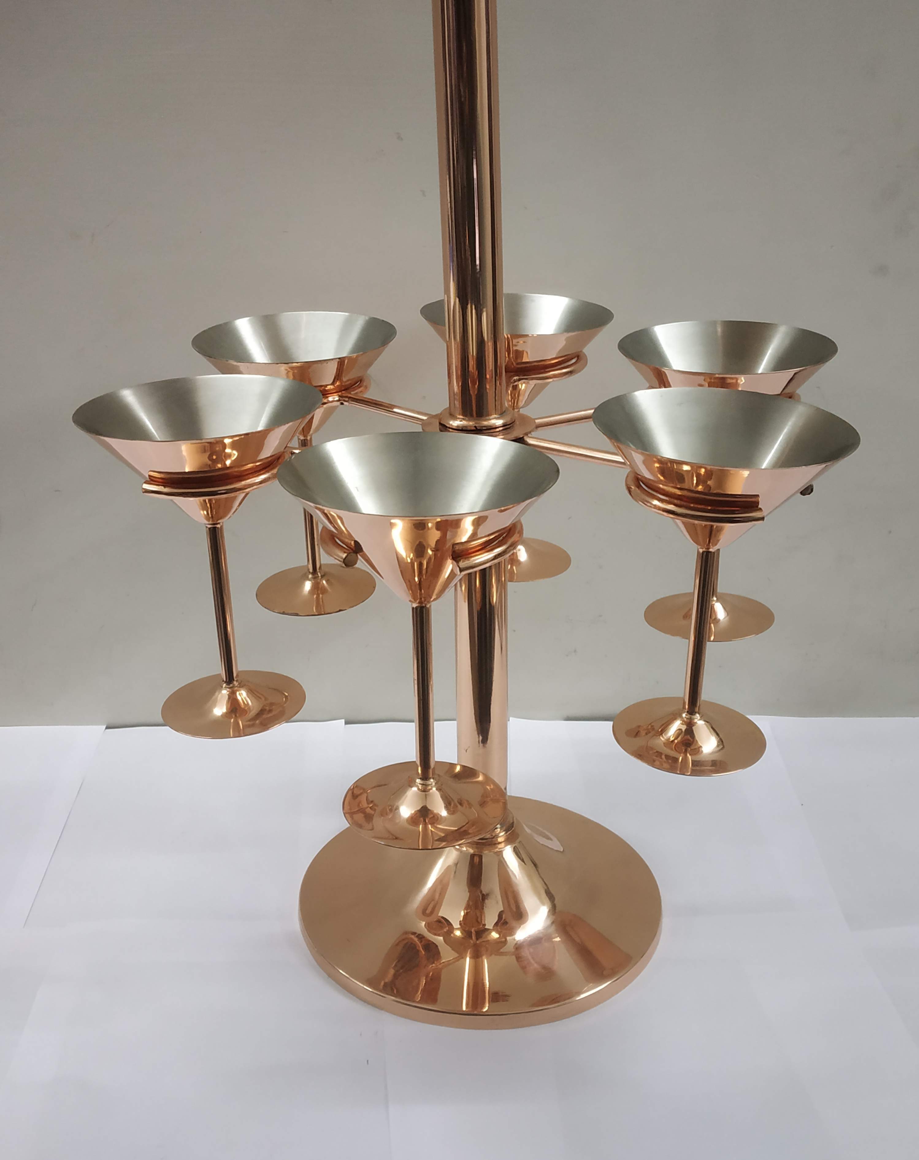 Bar Accessories Solid Copper Martini Bottle Holder With Martini Glasses