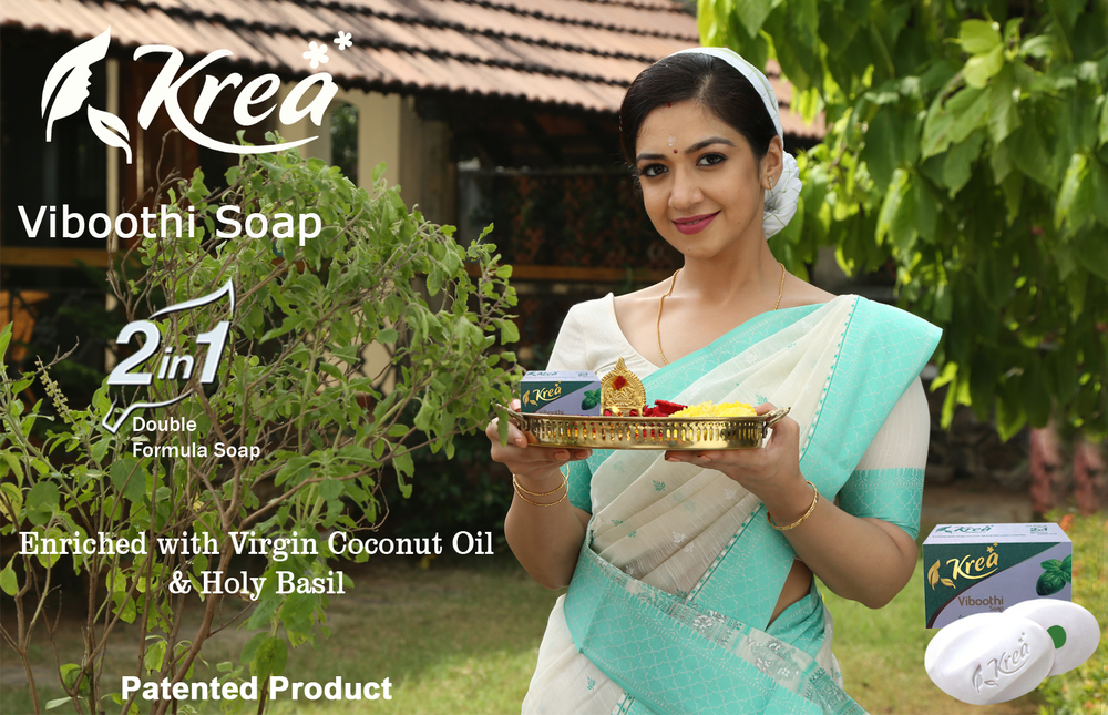 Krea Viboothi Divine Soap - 100GM , 15 Divine Herbs with Virgin Coconut Oil, Anti-Aging, Acne Treatment, Skin Complexion Enhancer