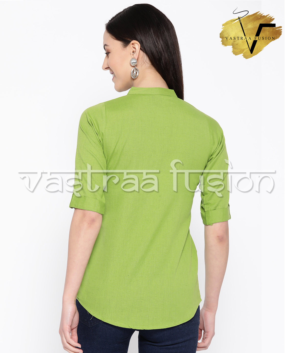Ladies Solid Colour Regular Top Or Shirt - Cotton Blended Jute, Size 36-50 Inches, Available In 25 Colours, Casual & Festive Wear