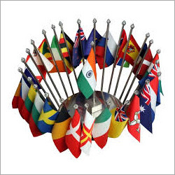Ss Base Various Countries Flag Stand - Aluminium, Polished Finish | Decoration And Table Use Flag Holder