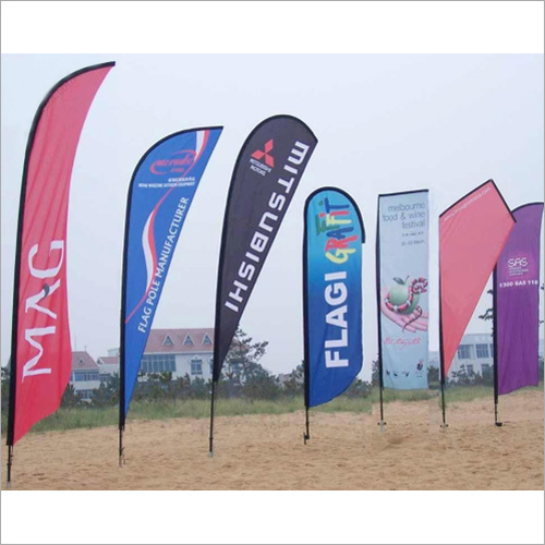 Promotional Flag - Lightweight Polyester, Various Dimensions | Customizable Design, Fiberglass Pole, Ground Spike Base, Digital Printing