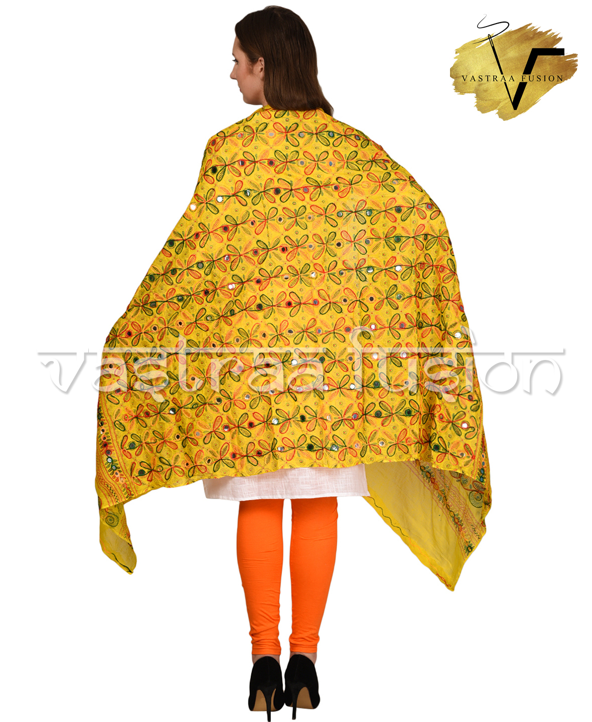 Ladies Flower Work Aari Dupatta - Cotton Blended Jute, Sizes 36-50 Inches | Hand Embroidered Floral Design, Regular Fit, Washable, Available In 25 Colors