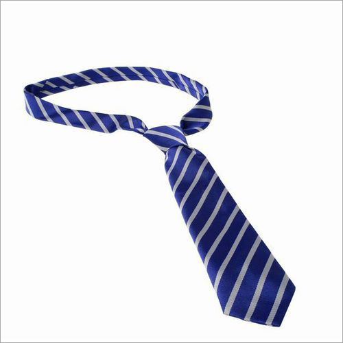 School Striped Tie - Satin & Polyester, Full Size - Blue Striped Pattern For All Seasons, Stylish Neck Tie For School Events