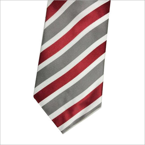 School Striped Tie - Satin & Polyester, Full Size - Blue Striped Pattern For All Seasons, Stylish Neck Tie For School Events