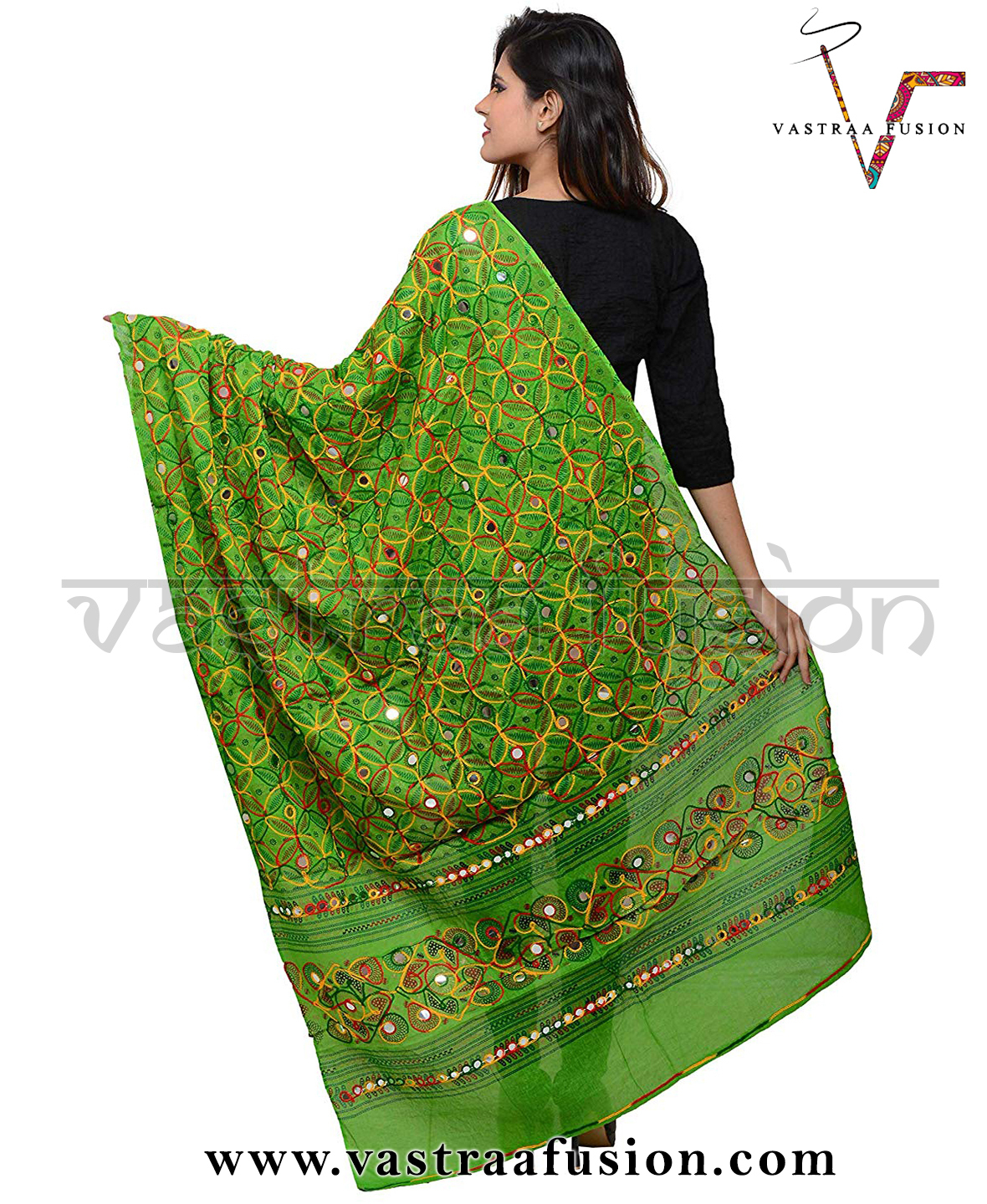 Ladies Flower Work Aari Dupatta - Cotton Blended Jute, 36 To 50 Inches, Available In 25 Colours, Hand Embroidered With Taping Border, Regular Fit