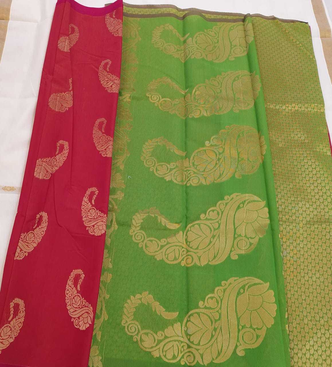 Silk Cotton Sarees - Cotton Silk Fabric, All Colors Available - Designer Blouses With Zari Work For Formal South Style