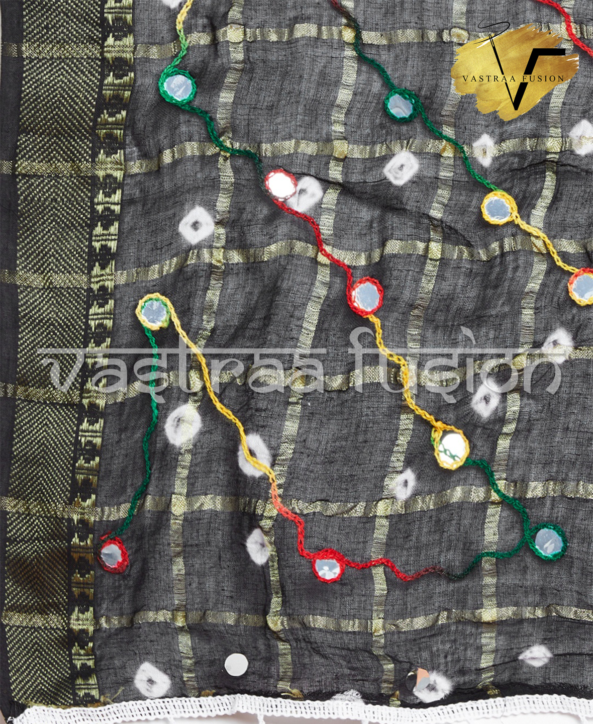 Stylish Bandhani Dupatta - Cotton, 2.50 Meter Length, Available In 12 Vibrant Colors, Embroidered With Aari Work, Perfect For Casual And Festive Occasions