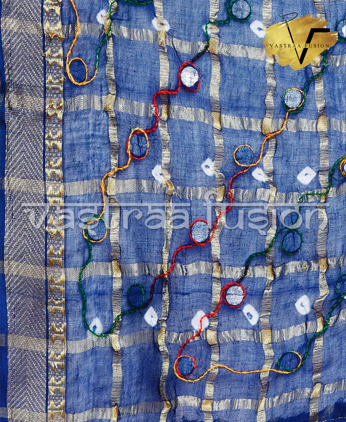Stylish Bandhani Dupatta - Cotton, 2.50 Meter, Available In 12 Colours, Hand Embroidered Aari Work With Taping Border, Suitable For Casual And Festive Occasions