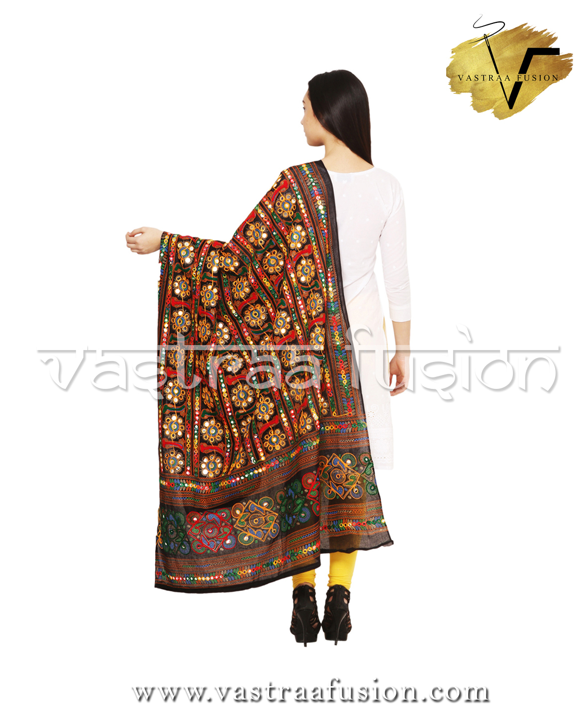 Ladies Talwar Pattern Aari Dupatta - Cotton, 2.50 Meters Length, Available In 10 Colors | Hand Embroidered Aari Work, Taping Border, Washable