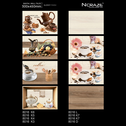 Multi Color 300X450Mm Decorative Kitchen Wall Tiles