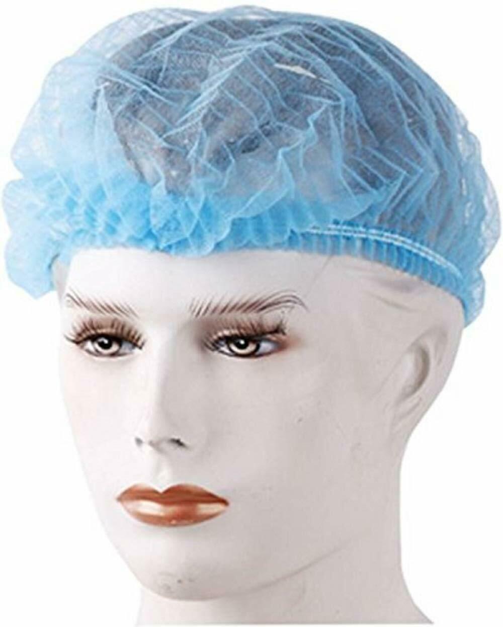 Blue White Bouffant Caps - Non Woven, 21/18 Inch, Blue/white Color | Soft, Reusable, Disposable, Elastic Fit For All Head Sizes