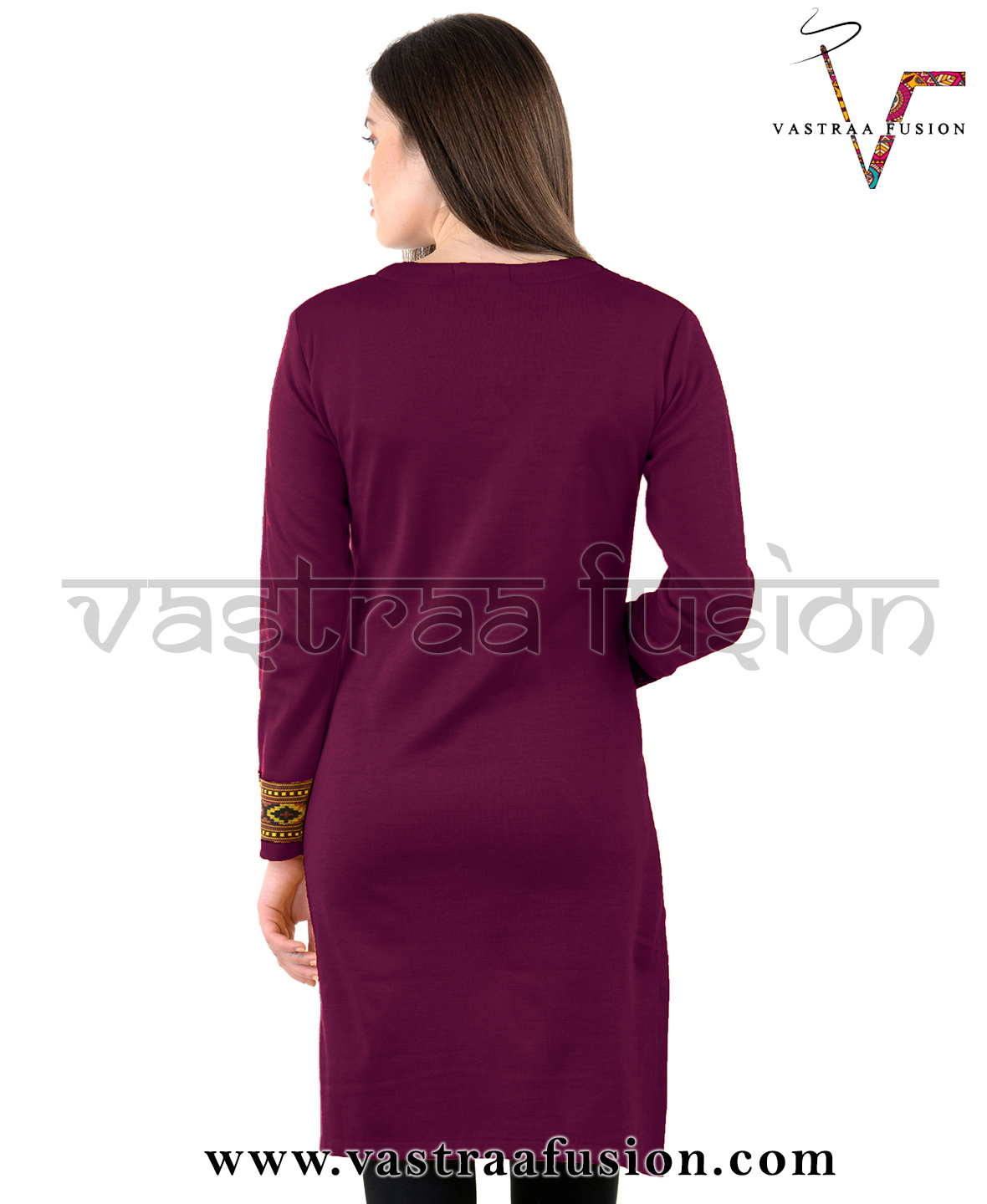 Ladies Woolen Kurtis - Cotton Blended Jute, Sizes 36 To 50 Inches, Available In 25 Colors, Regular Fit, Long Sleeve, Embroidered Pattern, Casual & Festive Wear