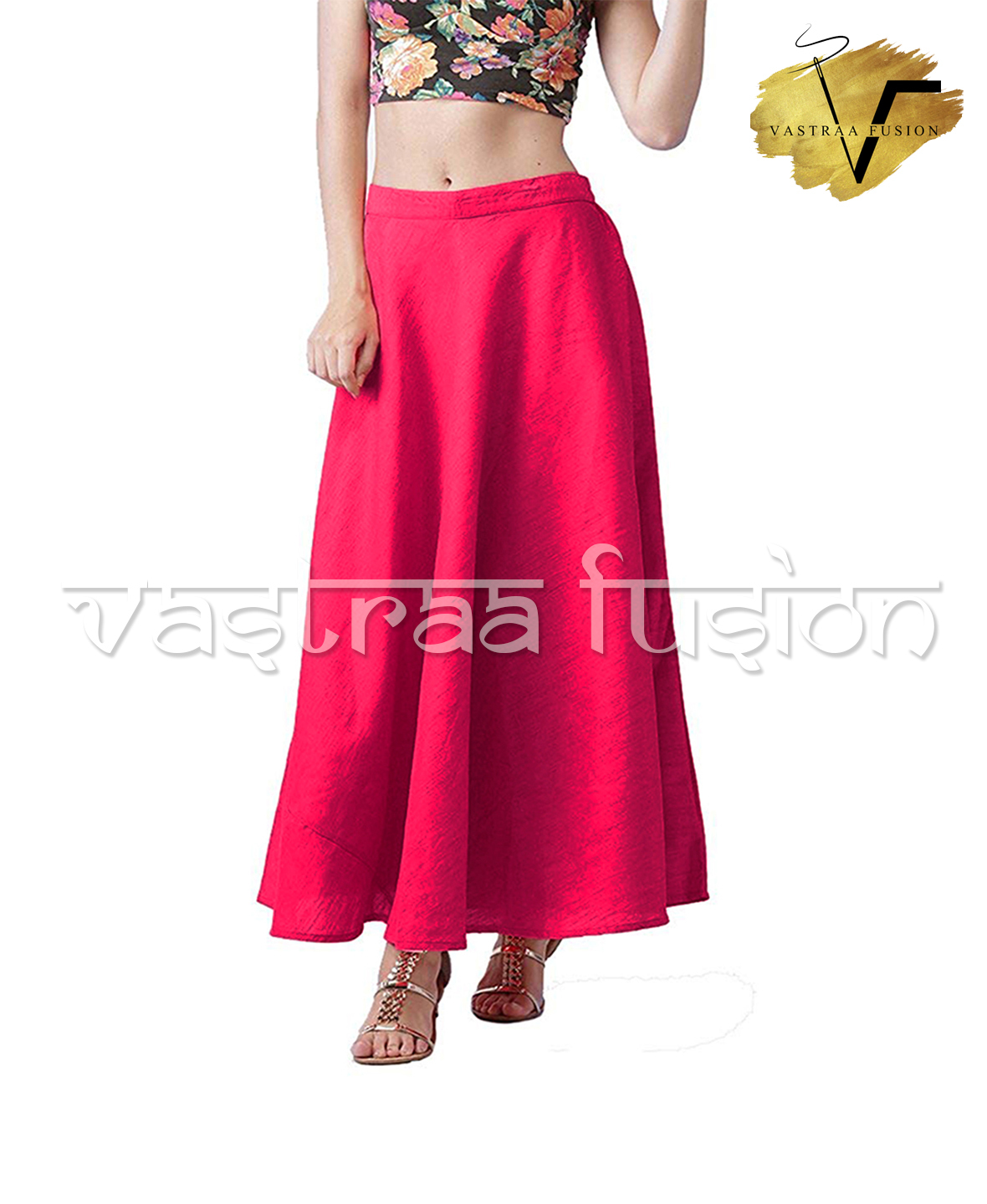 Chanderi Skirt - Cotton Blended Jute, 36 To 50 Inches | Available In 25 Colors, Regular Fit For Casual And Festive Occasions