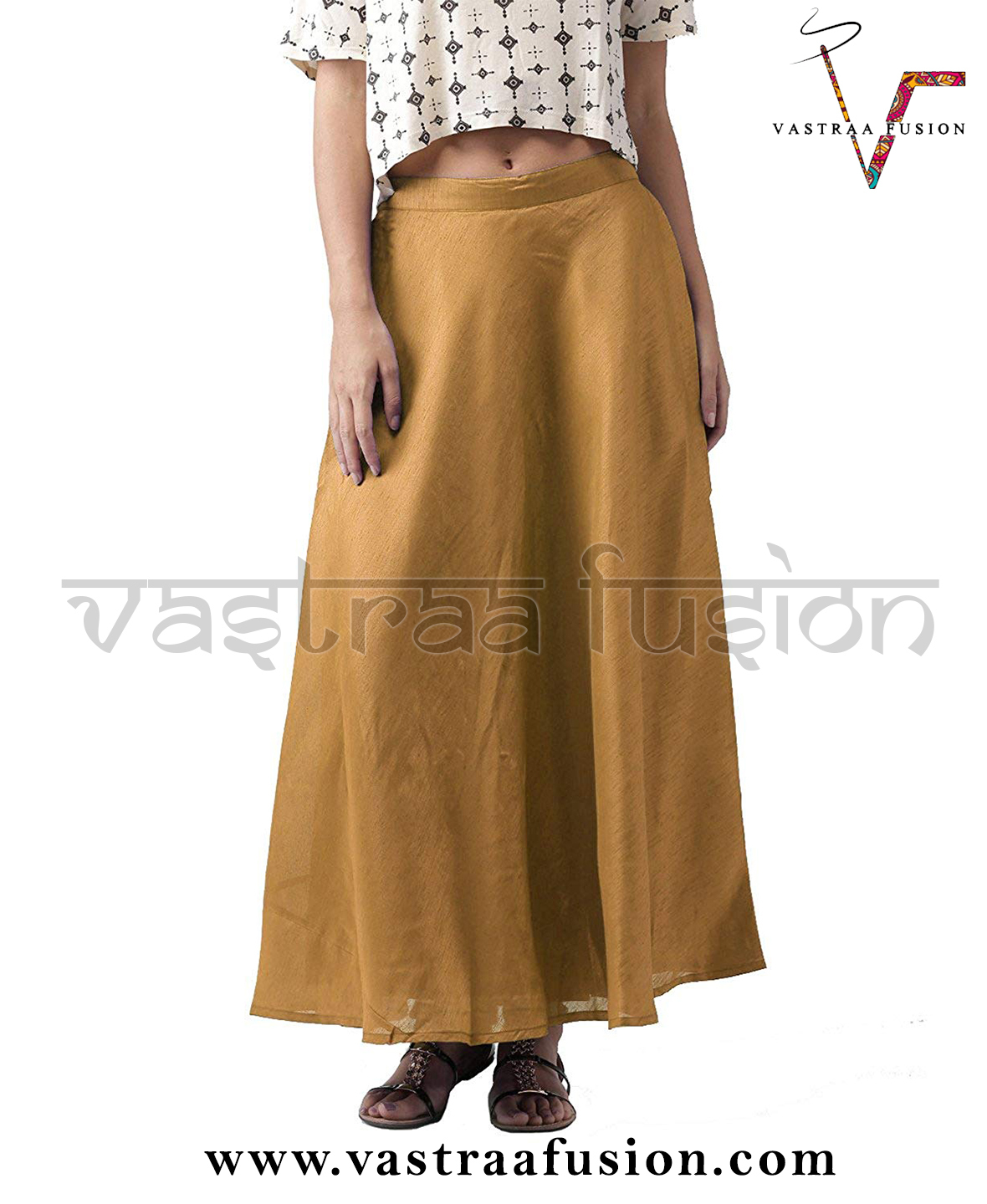 Ladies Designer Chanderi Skirts - Cotton Blended Jute, Sizes 36 To 50 Inches, Available In 25 Plain Colors, Regular Fit For Casual & Festive Occasions