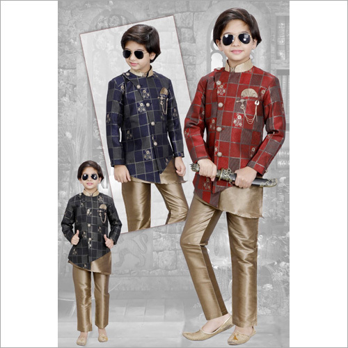 Boys Jaipuri Indo Western Set - Cotton Blend, Sizes M To Xxl, Mandarain Collar, Full Sleeves | Breathable, Washable, Stylish Design With Eye-catchy Look