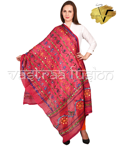 Aari Work Hand Embroidered Phulkari Dupatta - 2.50 Meter Length, Multi-Color Options | Best Quality, Casual and Festive Wear, Washable, Taping Border