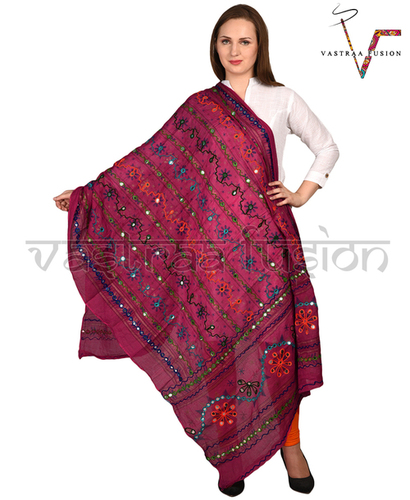 Traditional Aari Work Line Dupatta - Hand Embroidered Phulkari, 2.50 Meter Length, Multi-Color with Taping Border | Casual and Festive Wear, Washable, Custom Logo Option
