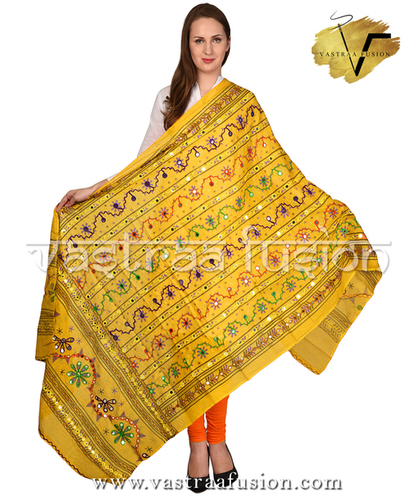 Traditional Aari Work Line Dupatta - Hand Embroidered Phulkari, 2.50 Meter Length, Multicolor, Casual & Festive Wear, Washable with Taping Border