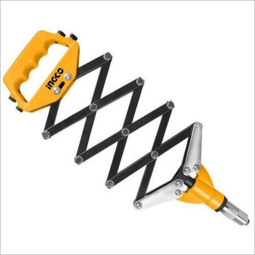 Folding Hand Riveter - Alloy Steel, Yellow | Easy Storage, Extended Reach, Durable, Compact Design, Lightweight
