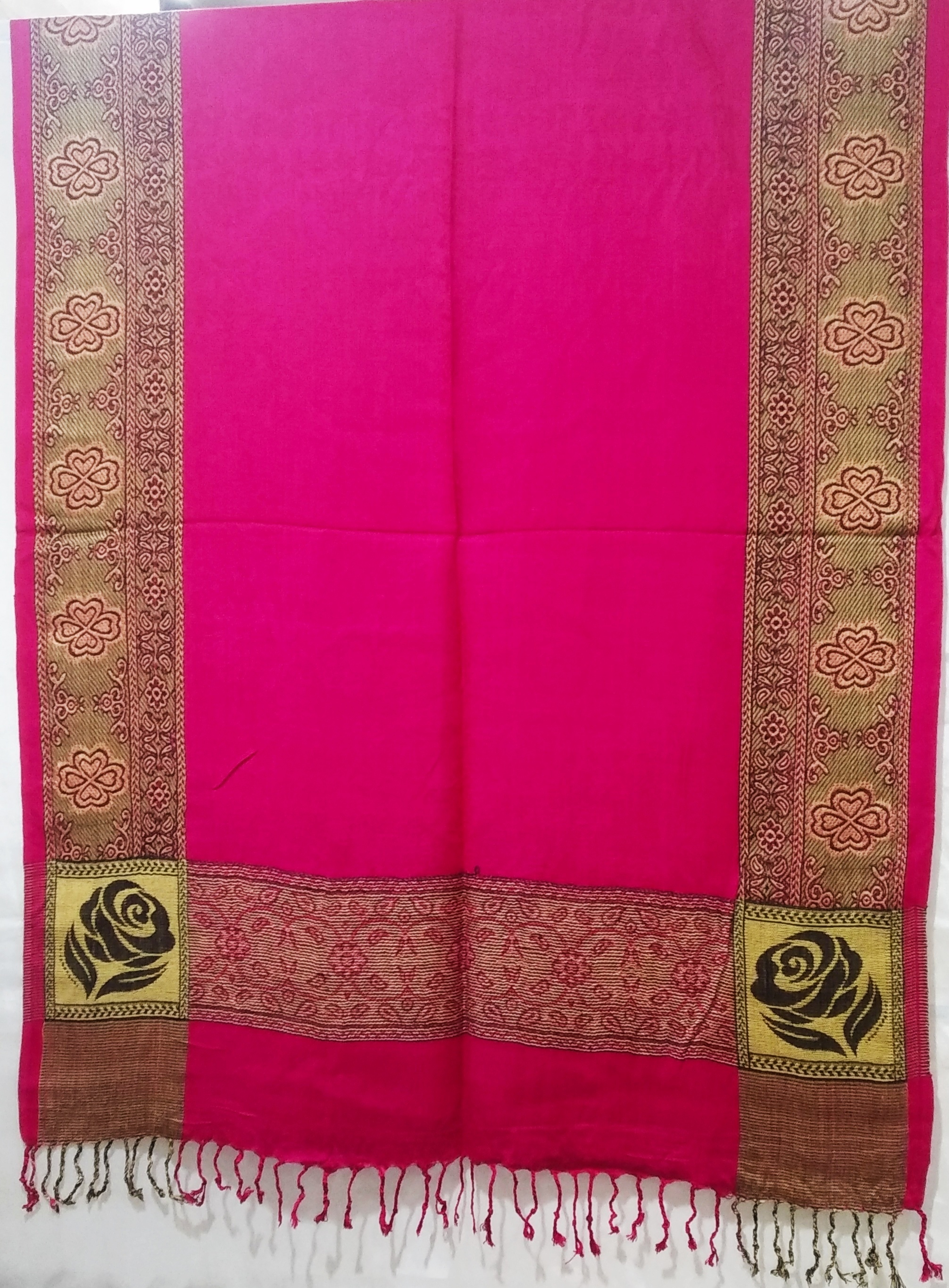 Fancy Jamawar Shawl - Color: Black Golden