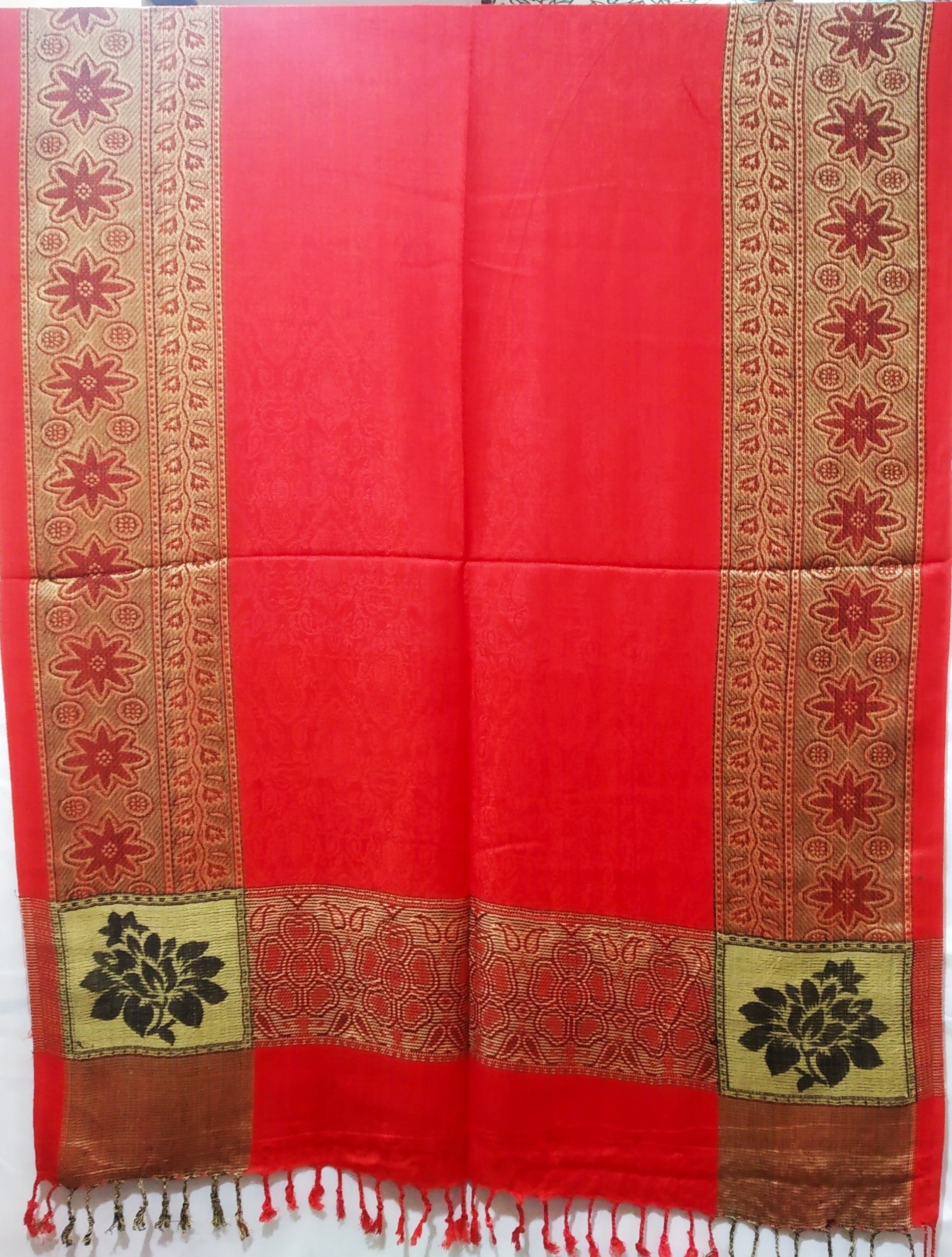 Fancy Jamawar Shawl - Color: Black Golden