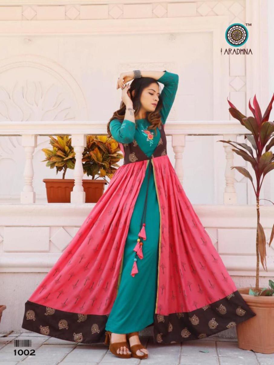 Victoria Vol 1 - Heavy Rayon Print Kurti Catalog, 3-4th Sleeve, Manual Hand Work, Ethnic & Party Wear