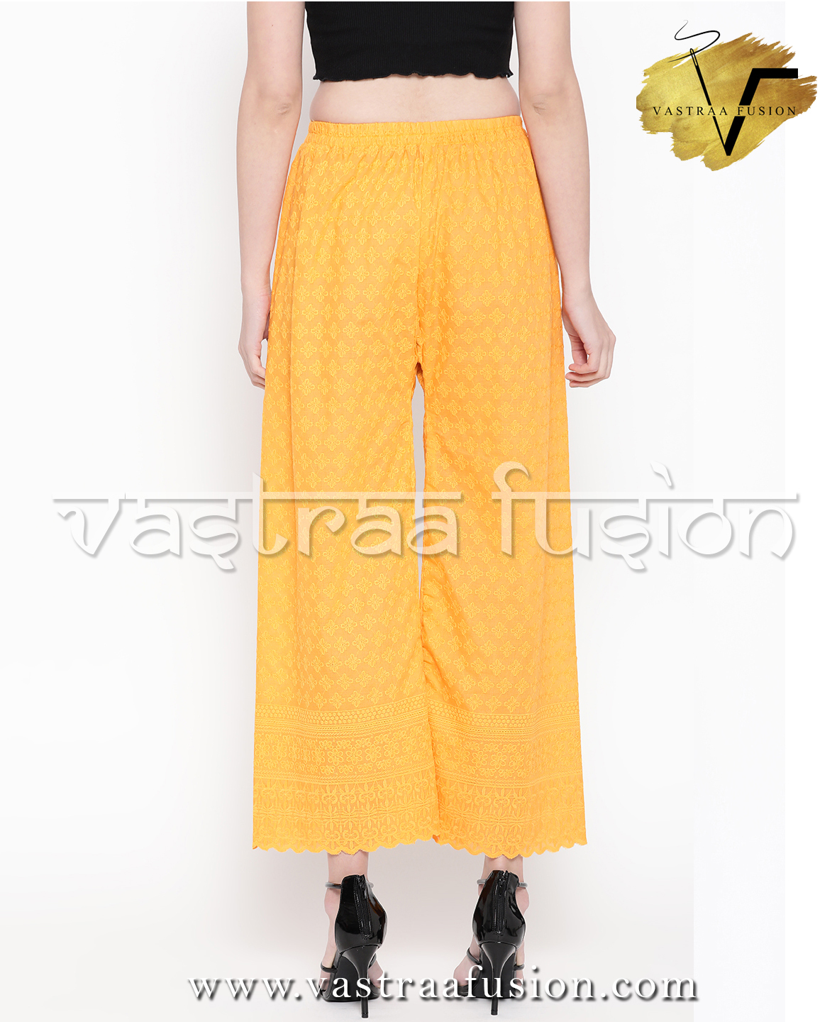 Ladies Chikan Palazzo Bottom - Cotton Blended Jute, Regular Fit, Available In 25 Vibrant Colors, All-season Wear, Customized Embroidery Options