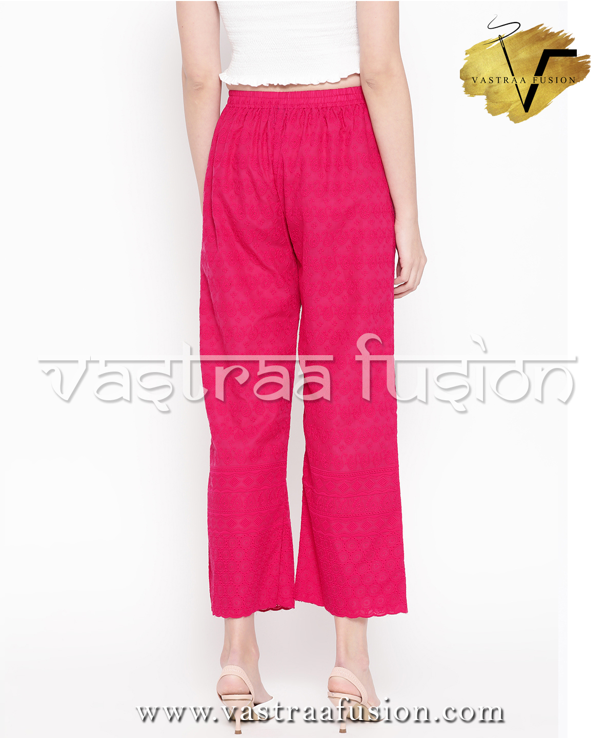 Ladies Chikan Bottom - Cotton Blend, Size 36 To 50 Inches, Available In 25 Colors | Regular Fit, Casual And Festive Wear, Customizable Logo