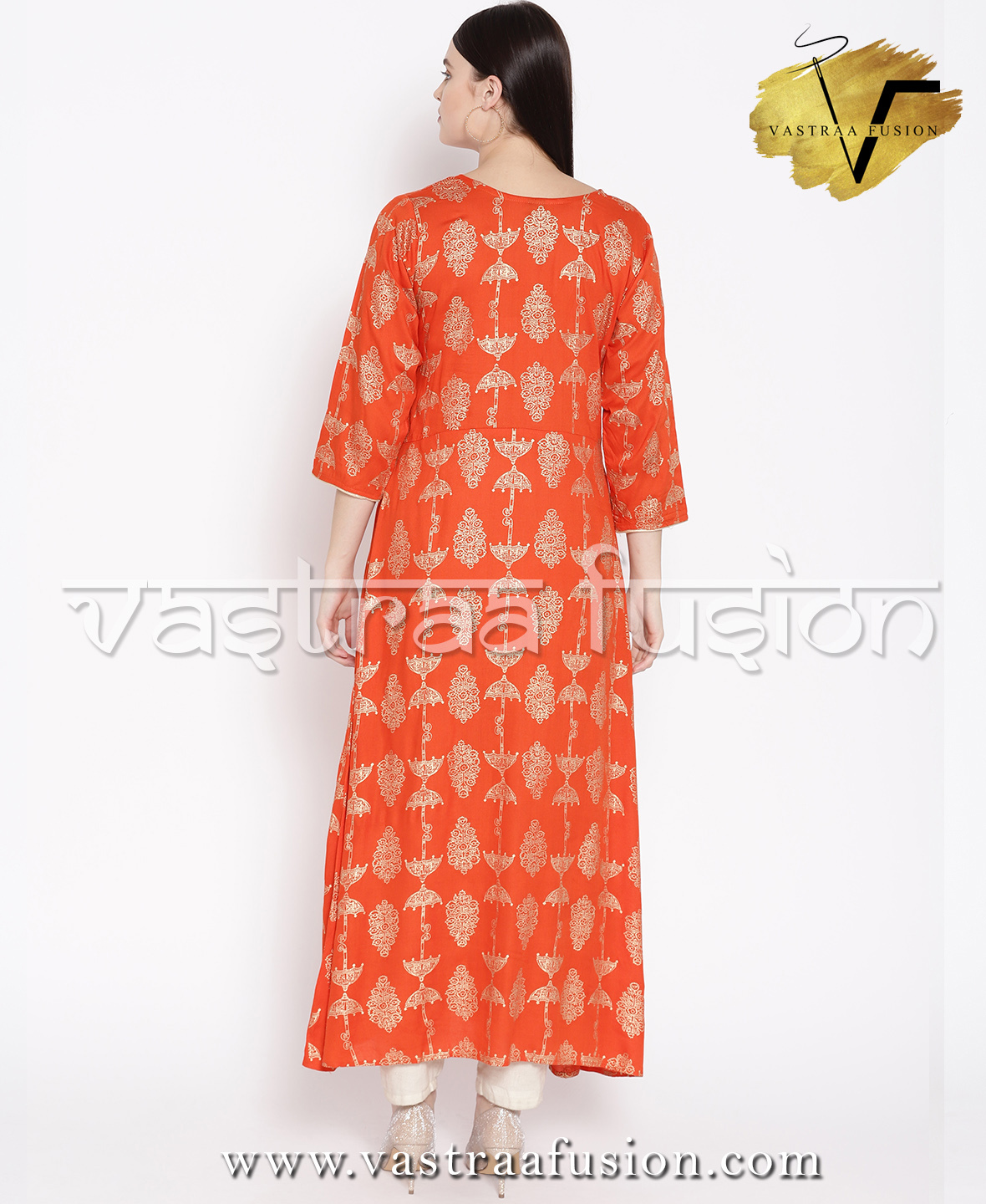 Ladies Festive Anarkali Printed Kurti - Cotton Blended Jute, Size 36 To 50 Inches | Available In 25 Colors, Regular Fit, Embroidered Pattern, Washable