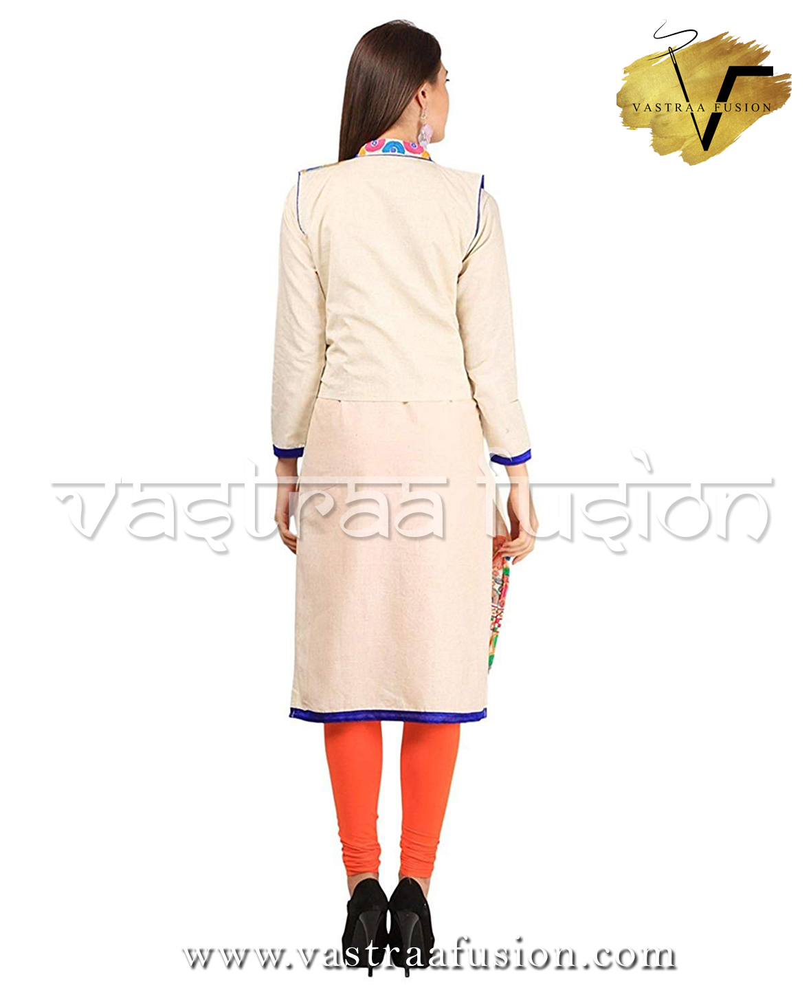 Ladies Embroidery Work With Matching Jacket Kurti - Cotton Blended Jute, Sizes 36 To 50 Inches, Available In 25 Vibrant Colors, Regular Fit, Washable For All Seasons