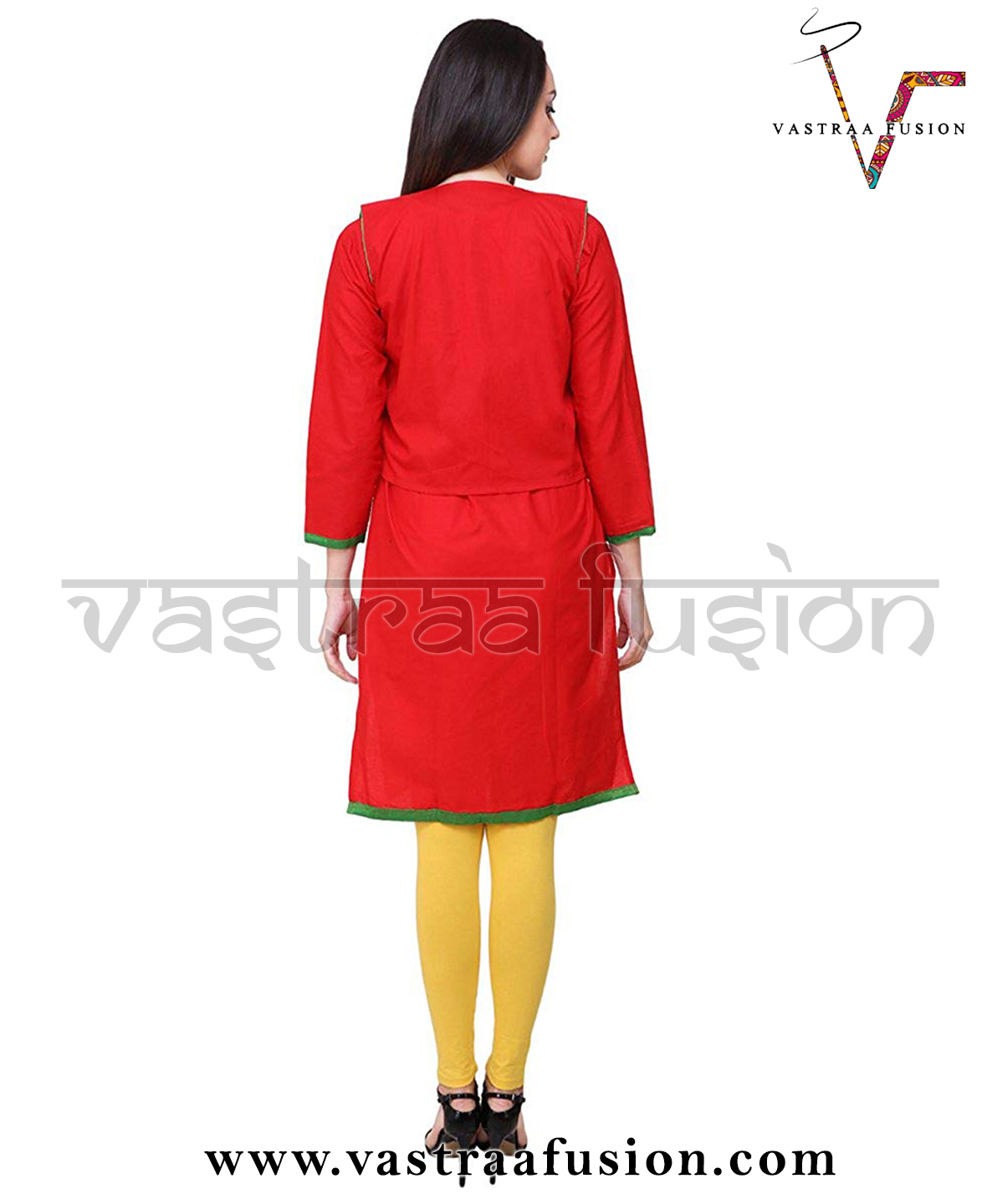 Ladies Embroidery Kurti With Matching Jacket - Cotton Blend, Size 36 To 50 Inches | 25 Elegant Colors, Regular Fit, Casual And Festive Wear