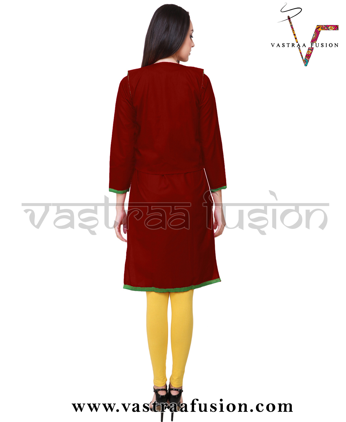 Ladies Embroidery Work With Matching Jacket Kurti - Cotton Blended Jute, Sizes 36-50 Inches, 25 Colors Available, Regular Fit, Suitable For Casual And Festive Occasions