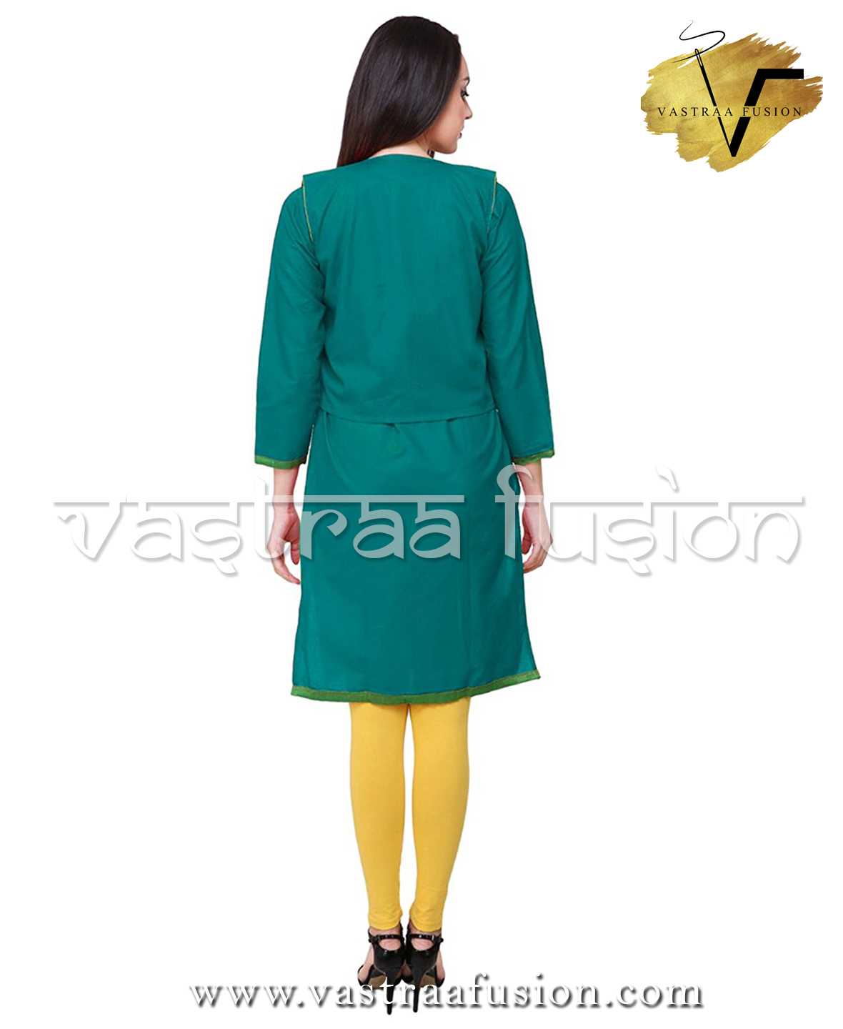 Ladies Embroidery Work With Matching Jacket Kurti - Cotton Blended Jute, Regular Fit, Available In 25 Vibrant Colors, Size 36-50 Inches