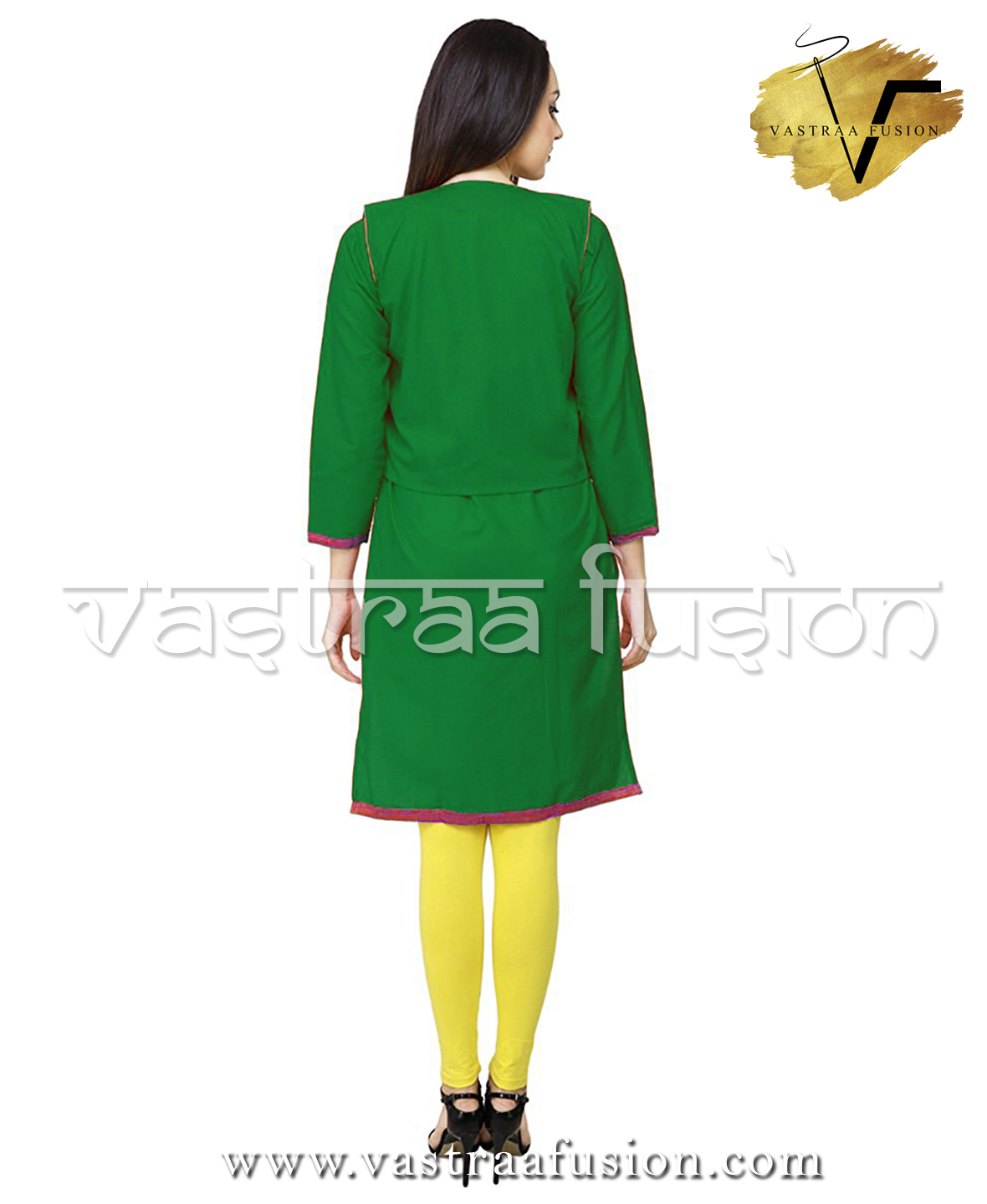 Ladies Embroidery Work Kurti With Matching Jacket - Cotton Blended Jute, Regular Fit Sizes 36-50, Available In 25 Colors, Washable For All Seasons