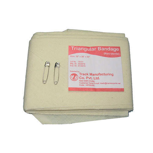 Triangular Bandages - Cotton, 40x40x55 cm, Off-white | Sterile, High Absorbency, Ideal for Wound Dressing, Support, Sling with Safety Pins