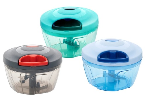 0080 Manual Food Chopper - BPA-Free Plastic, 3 Cup Capacity | Sharp Stainless Steel Blades, Soft Grip Lid, Easy Pull Cord, Dishwasher Safe