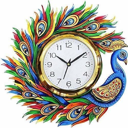 Wall Wooden Clock - Wooden, 12x12 Inch, Multicolor | Vintage Hand-Painted Design, Easy to Clean, Exquisite Home Decoration