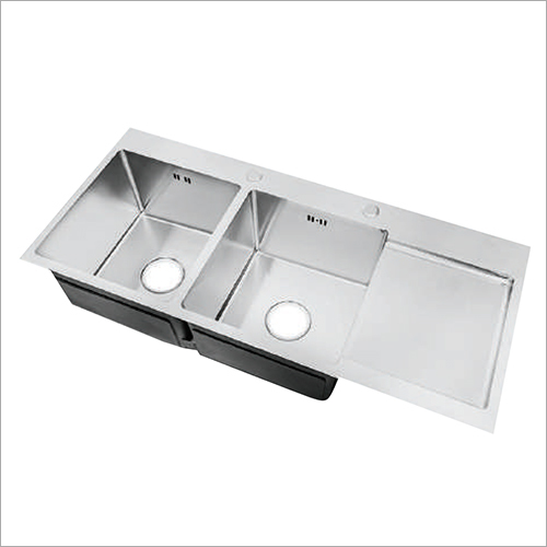 Matte Finish Stainless Steel Sink Double Bowl - 45x20 Inch | Durable 3mm Thickness, Ideal for Hotel & Motel Use