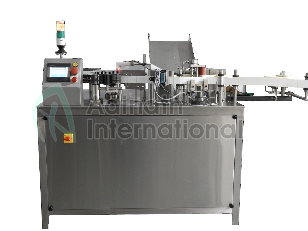 Automatic Ampoule Sticker Labeling Machine - Stainless Steel, 1100mm X 1000mm X 1100mm | 120 Containers Per Minute, Microprocessor Control, Full Pharmaceutical Security Package, Programmable Mmi Unit