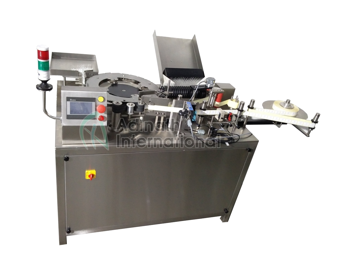 Automatic Ampoule Sticker Labeling Machine - Stainless Steel, 1100mm X 1000mm X 1100mm | 120 Containers Per Minute, Microprocessor Control, Full Pharmaceutical Security Package, Programmable Mmi Unit