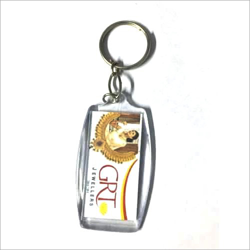 Printed Crystal Keychain - Acrylic Rectangle Design | Customizable Promotional Accessory