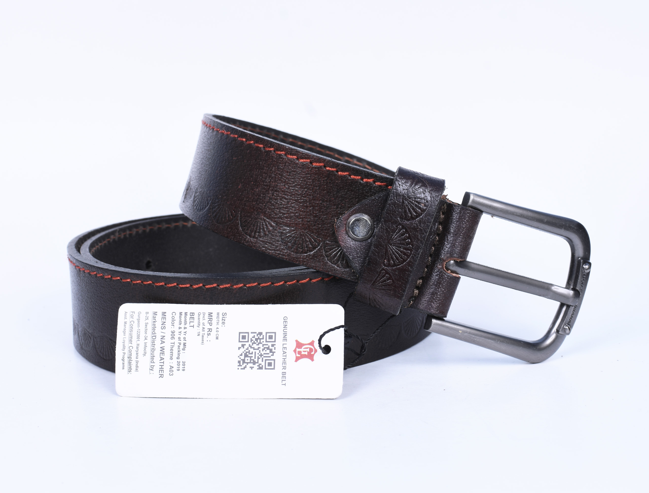 Genuine Leather Brown Belt - 40-50 Inch Free Size, Casual Style | Zinc Buckle, 39mm Width, Suitable For Men