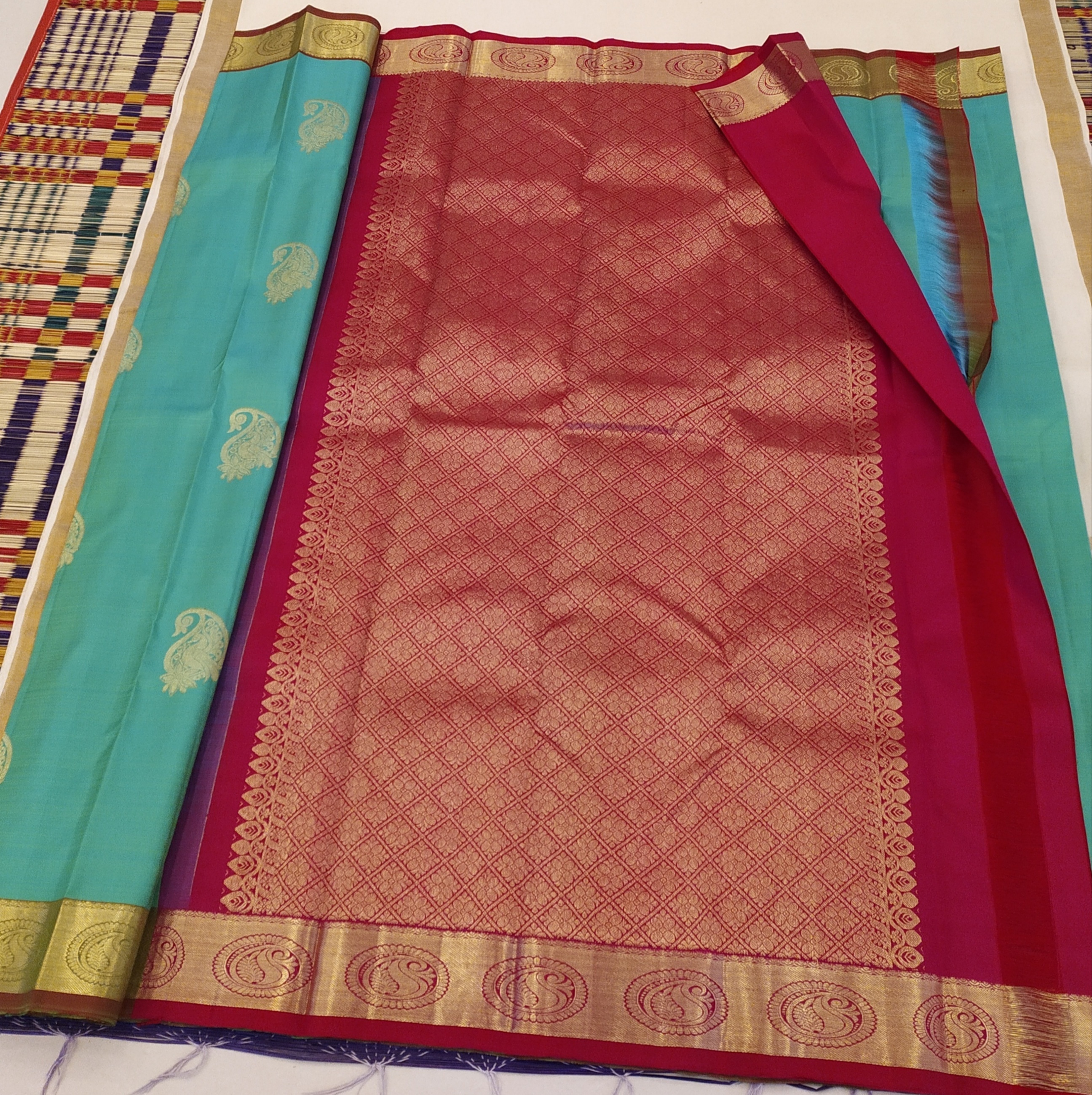 Blue Color Handloom Silk Zari Work Sarees - Multi-color Varieties, Big & Small Border Styles, Plain Butta & Emboss Patterns | Ideal For Traditional Occasions Across All Seasons
