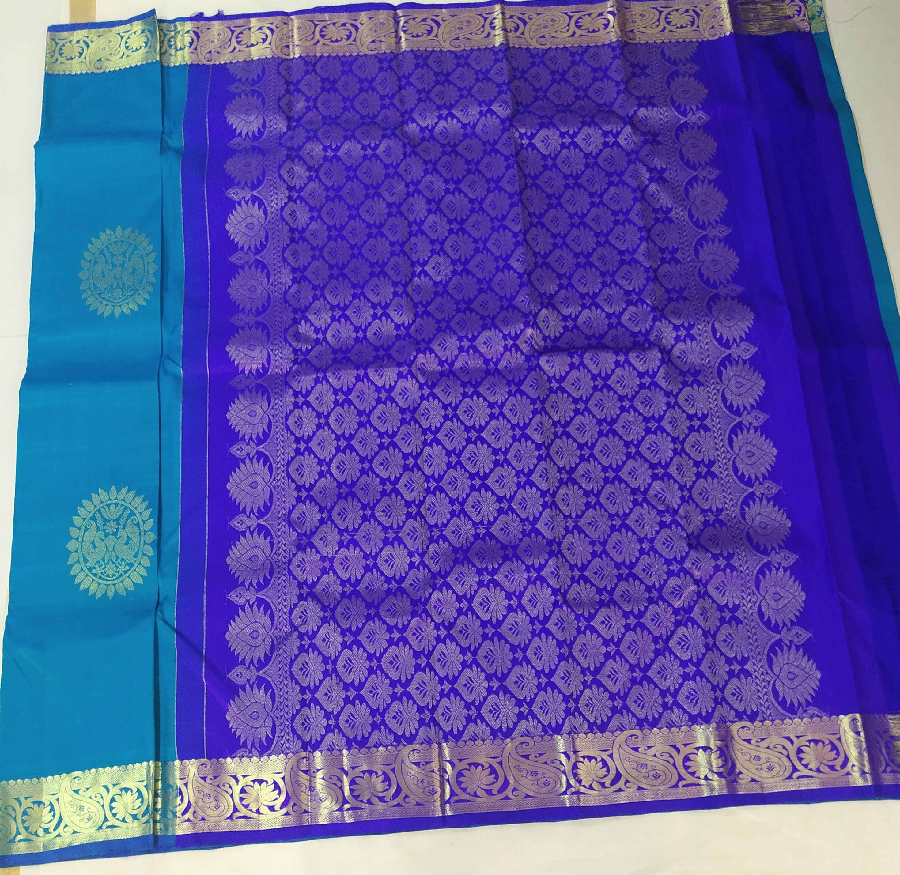 Blue Color Handloom Silk Zari Work Sarees - Multi-color Varieties, Big & Small Border Styles, Plain Butta & Emboss Patterns | Ideal For Traditional Occasions Across All Seasons