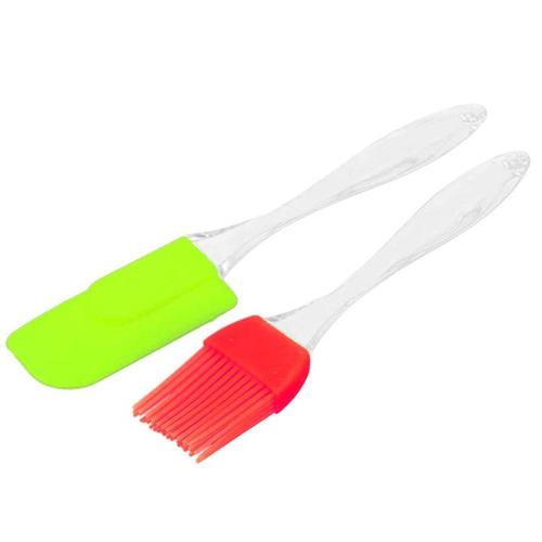 136 Spatula and Pastry Brush for Cake Mixer - Flexible Silicone Material, White and Green Color | High Performance, Removable Heads for Easy Cleaning