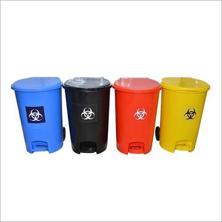 Bio Medical Waste Bins - High-Density Polyethylene, 15 Liters Capacity, 30cm x 30cm x 50cm Dimensions, Blue Color, Swing Lid, 2 Wheels, Foot Pedal