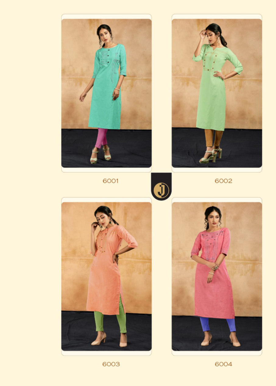 Cotton Designer Embroidery Kurti - Cotton, 46 Inches Length, Available In M-38, L-40, Xl-42, Xxl-44 , 3-4th Sleeve, Cool Dry & Washable Features