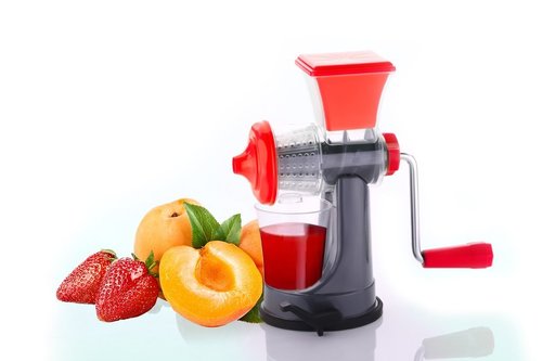 Manual Plastic Juicer - Compact Design, Black Color | Efficiently Extracts Nutrients from Fruits and Vegetables, Clamps to Smooth Surfaces