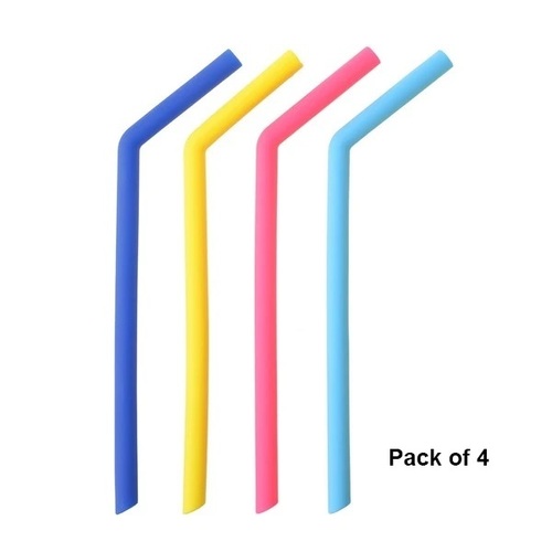 584 Food Grade Silicone Straws (4pcs) - Eco-Friendly, Recyclable Material with Good Heat Resistance | Mix Colors for Versatile Use